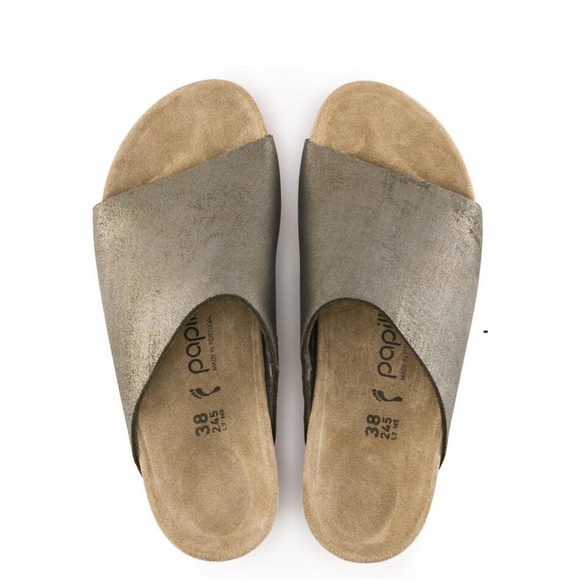 NWT Papillio Birkenstock Namica Wedge Slide Sandal Womens‎ 38 Metallic Gold - Picture 3 of 16